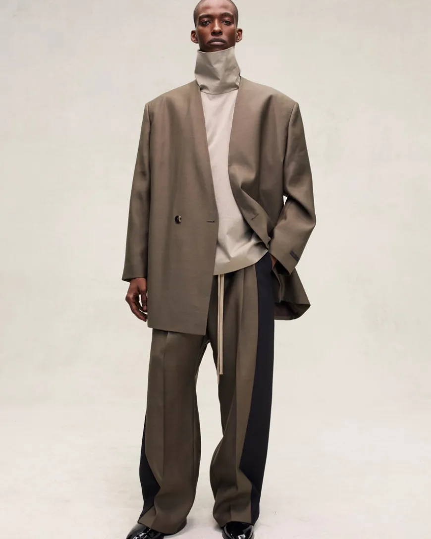 Wool Silk Side Stripe Pants